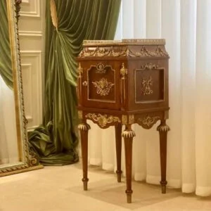 میز تلفن شیک قهوه ای برنزکوب