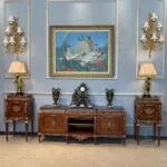 میز تلفن شیک قهوه ای در دکور