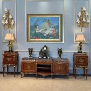 میز تلفن شیک قهوه ای در دکور