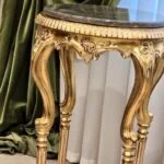 میز تلفن گرد طلایی کلاسیک