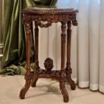 میز تلفن گرد قهوه ای شیک