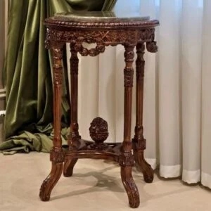 میز تلفن گرد قهوه ای شیک