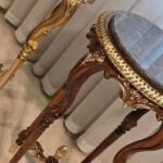 میز تلفن گرد قهوه ای کلاسیک