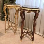 میز تلفن گرد کلاسیک پایه خراطی