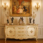 آینه کنسول شیک طلایی و کرم