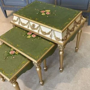 صفحه نقاشی میز عسلی سبز و طلایی