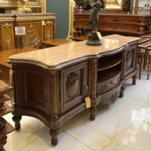 میز تلویزیون چوبی قهوه ای و صورتی