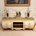 میز تلویزیون کلاسیک طلایی و کرم