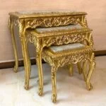 میز عسلی طلایی شیک با سنگ سبز