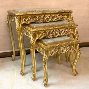 میز عسلی طلایی شیک با سنگ سبز