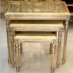 میز عسلی طلایی شیک حصیر و منبت