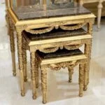 میز عسلی طلایی چوبی منبت