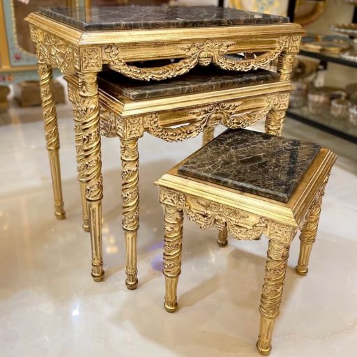 میز عسلی طلایی چوبی