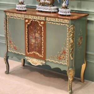 کنسول چوبی جدید سبز و قهوه ای برنزکوب