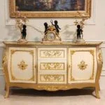 کنسول چوبی شیک طلایی و کرم