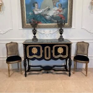 میز کنسول چوبی مشکی برنز طلا