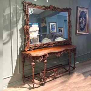 آینه کنسول چوبی قهوه ای شیک پرمنبت