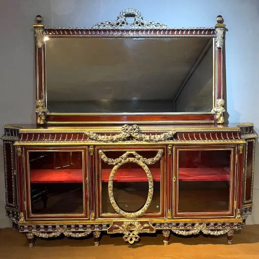 آینه کنسول چوبی قهوه ای منبت شیک