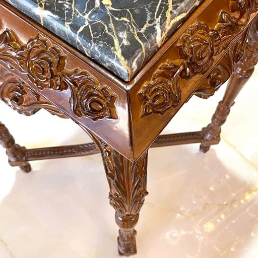 میز تلفن چوبی قهوه ای منبت مربع