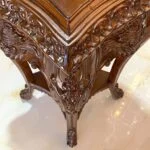 منبت کاری میز تلفن قهوه ای چوبی