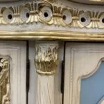 منبت کاری میز کنسول چوبی طلایی آبی