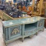 میز تلویزیون جدید آبی و پتینه طلا