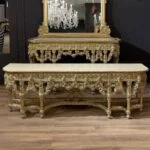 میز تلویزیون طلایی پتینه و پرمنبت