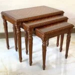 میز عسلی قهوه ای معرق و منبت کاری شیک