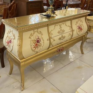 میز کنسول شیک طلایی و شیری