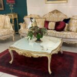 مبلمان کلاسیک شیک کرم و طلایی ژالین