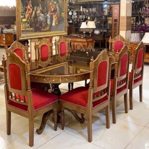 میز ناهارخوری شیک هشت نفره چوب و صدف